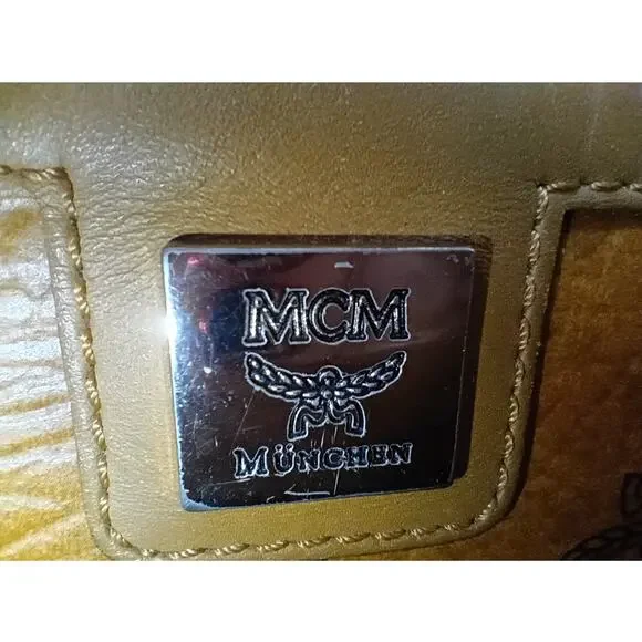 MCM Cognac Visetos Monogram Green Stripe Limited Edition Liz Shopper Tote - Picture 8 of 8